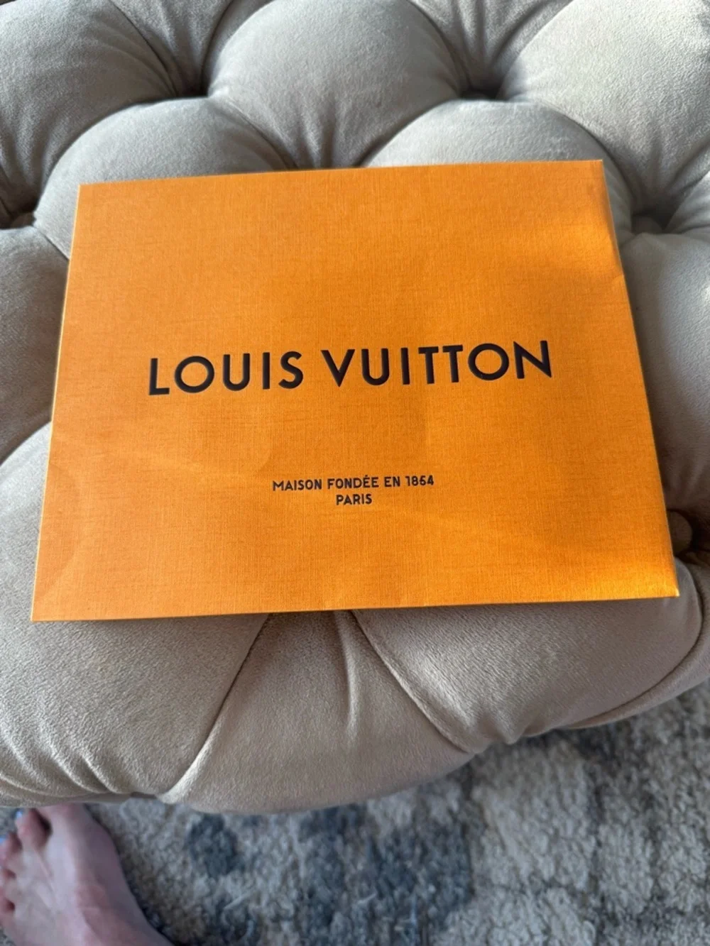 NWOT Louis Vuitton Women’s Signature Orange Shopping Tote/Gift bag Blue Handles